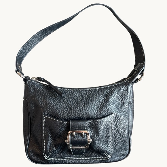 Y2K Franco Sarto Black Leather Shoulder Handbag Purse - Picture 2 of 6